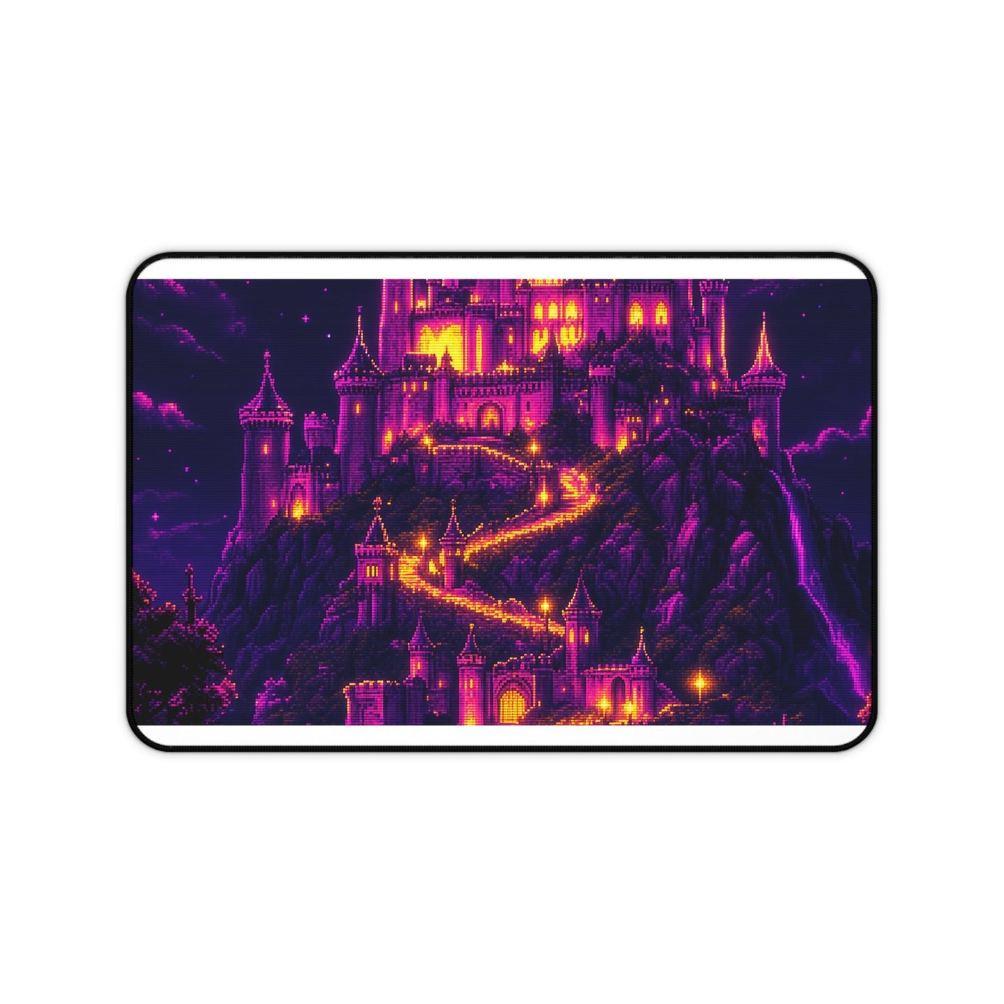 Pixel Art Castle On Hill - Gaming Culture Gaming Desk Mat - Moikas