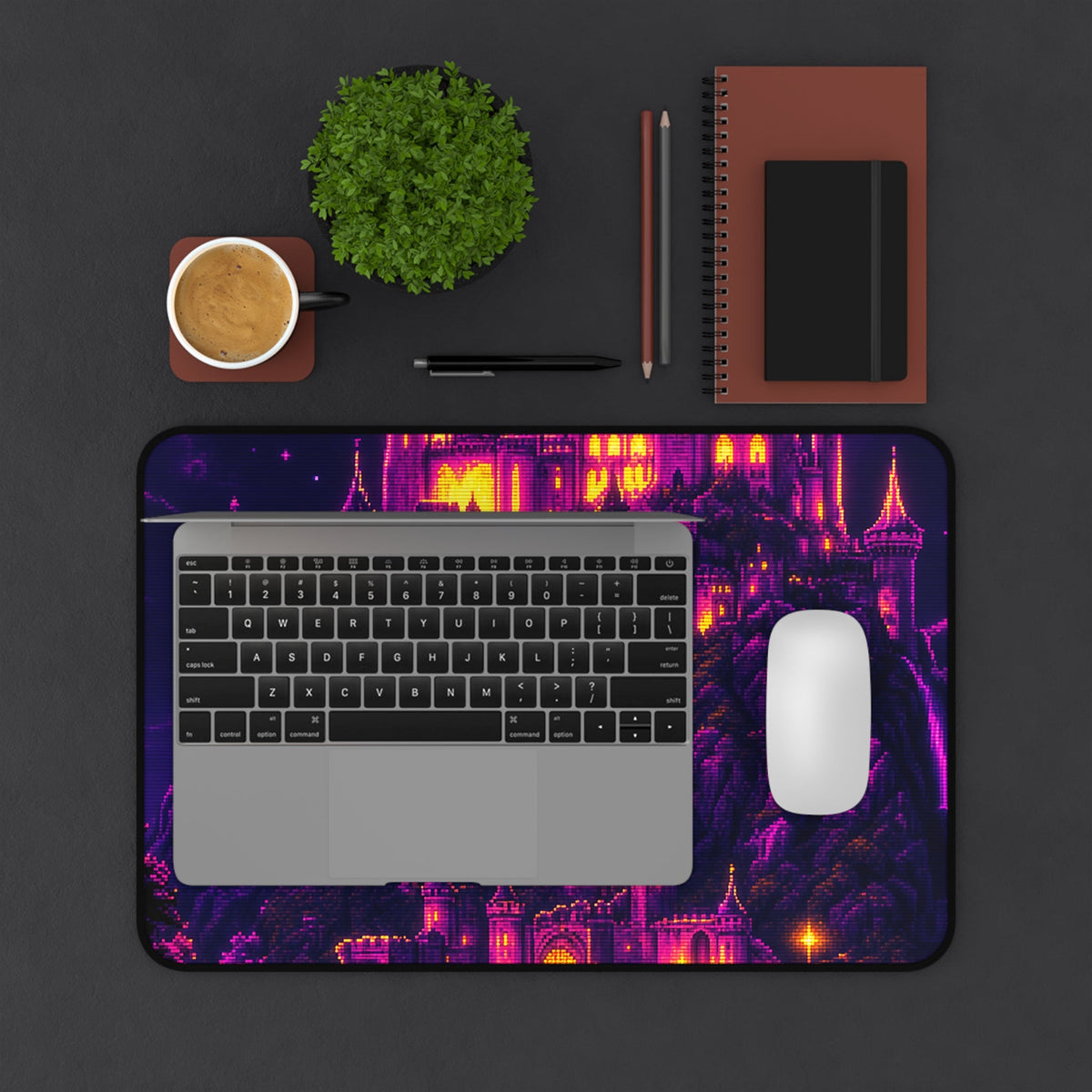 Pixel Art Castle On Hill - Gaming Culture Gaming Desk Mat - Moikas