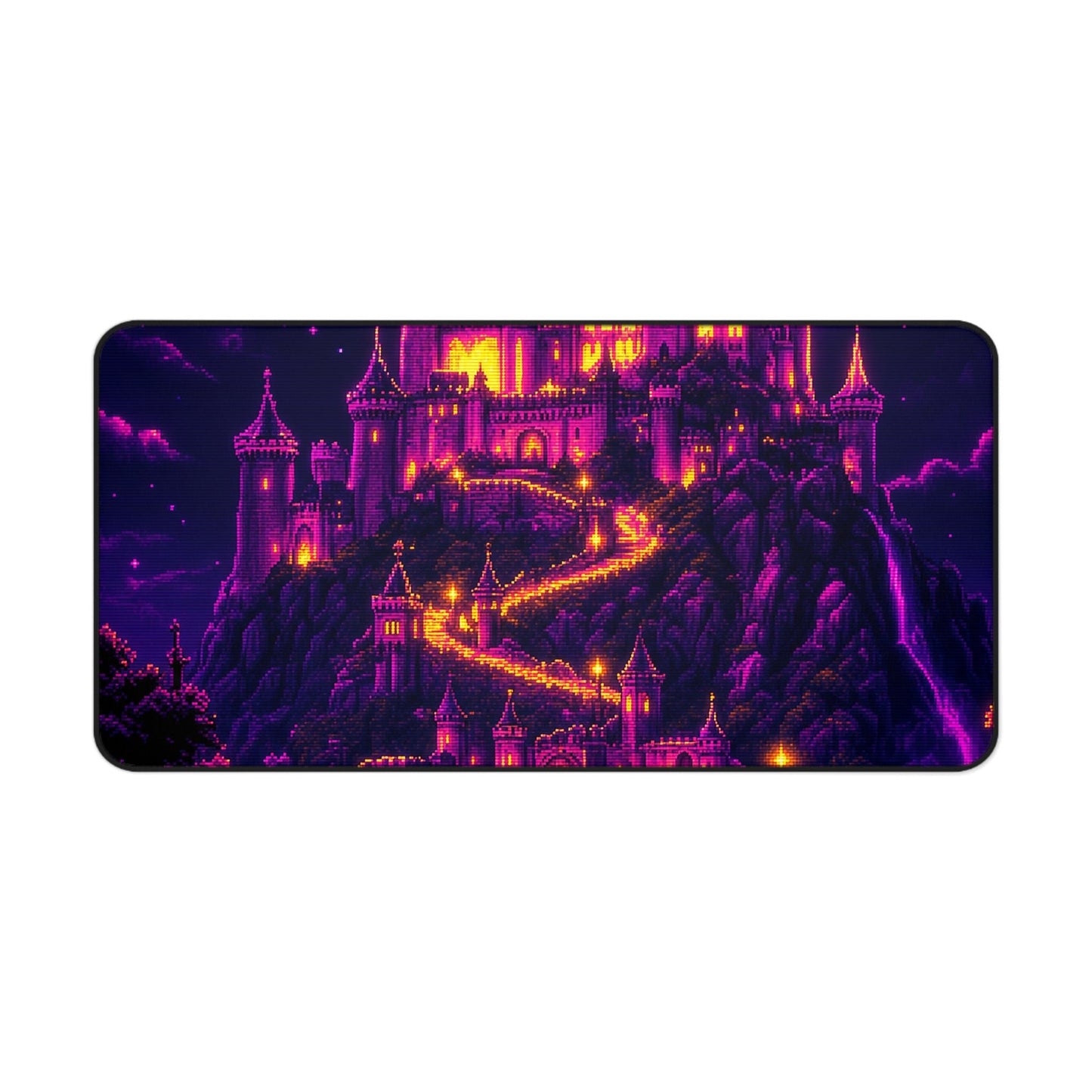 Pixel Art Castle On Hill - Gaming Culture Gaming Desk Mat - Moikas