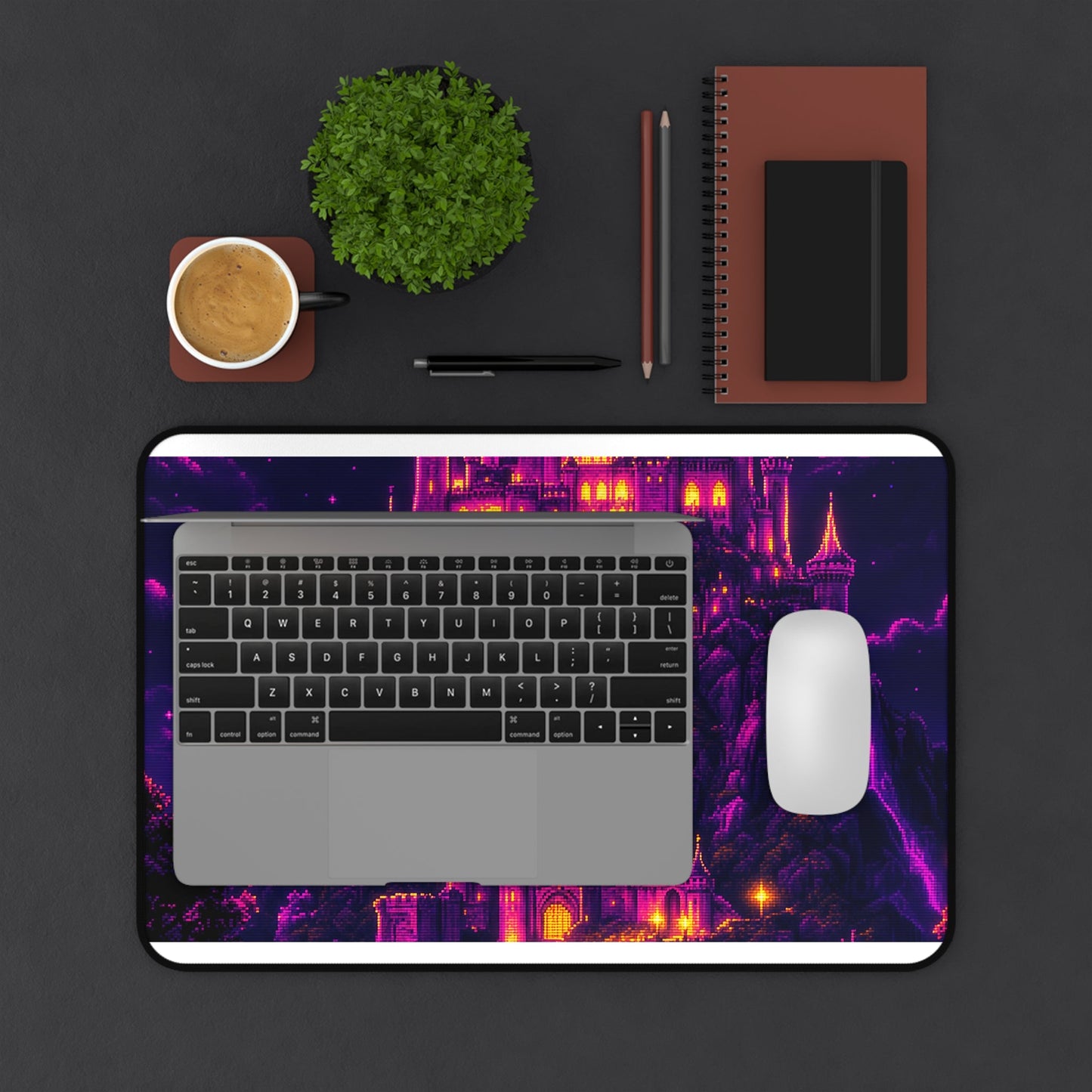 Pixel Art Castle On Hill - Gaming Culture Gaming Desk Mat - Moikas