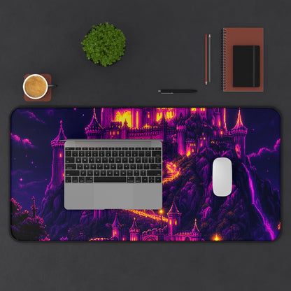 Pixel Art Castle On Hill - Gaming Culture Gaming Desk Mat - Moikas