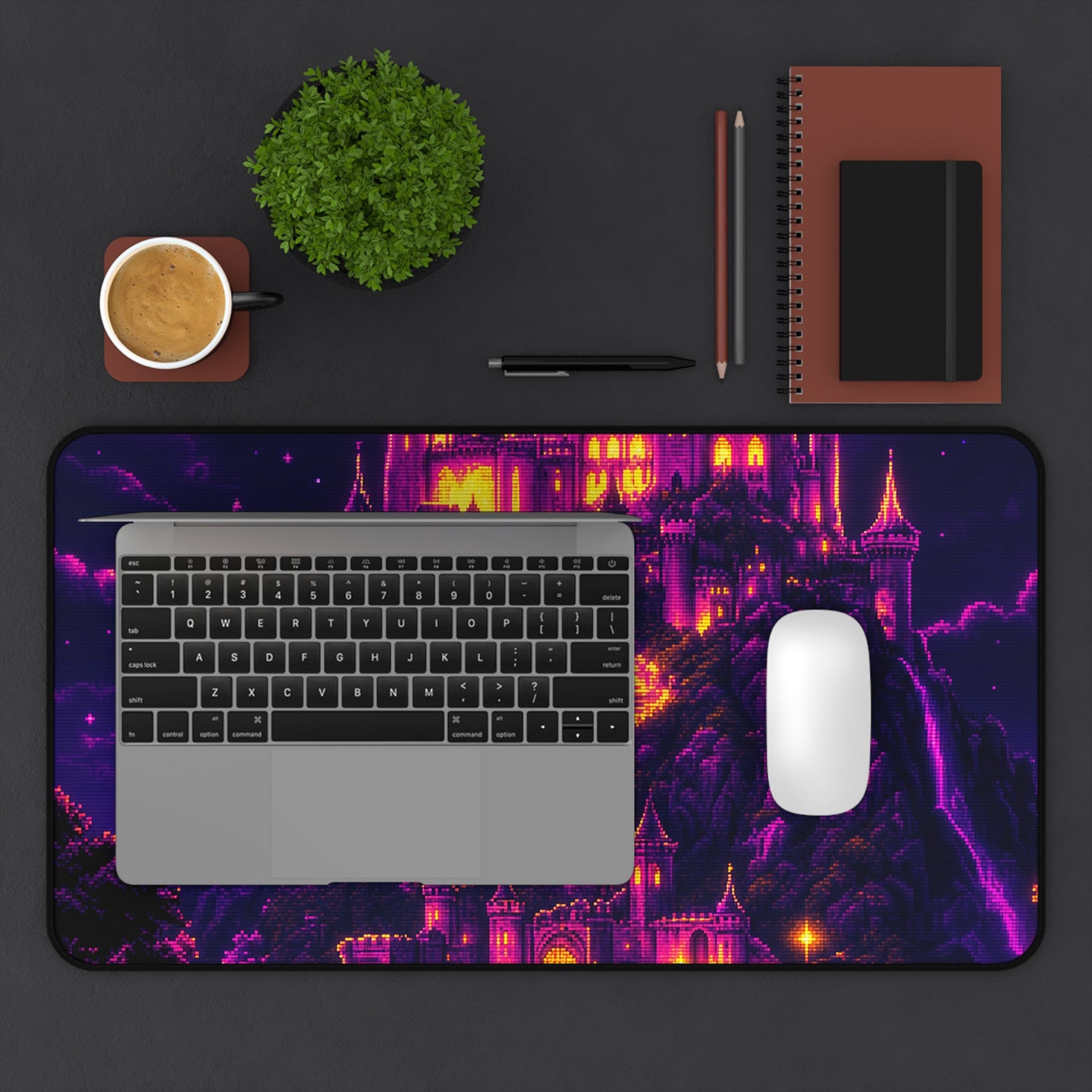 Pixel Art Castle On Hill - Gaming Culture Gaming Desk Mat - Moikas