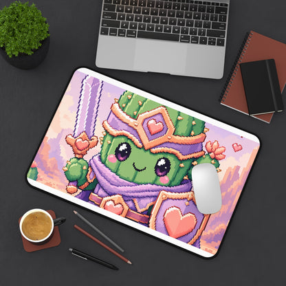 Pixel Art Cute Cactus Warrior - Kawaii Gaming Gaming Desk Mat - Moikas