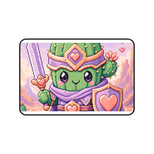 Pixel Art Cute Cactus Warrior - Kawaii Gaming Gaming Desk Mat - Moikas