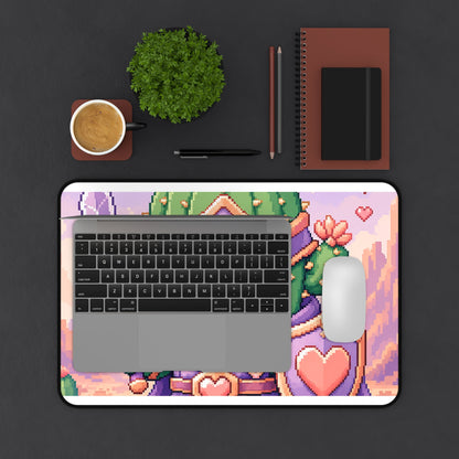 Pixel Art Cute Cactus Warrior - Kawaii Gaming Gaming Desk Mat - Moikas