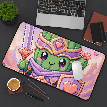 Pixel Art Cute Cactus Warrior - Kawaii Gaming Gaming Desk Mat - Moikas
