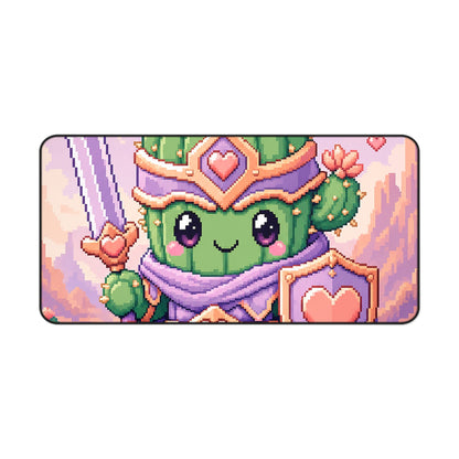 Pixel Art Cute Cactus Warrior - Kawaii Gaming Gaming Desk Mat - Moikas