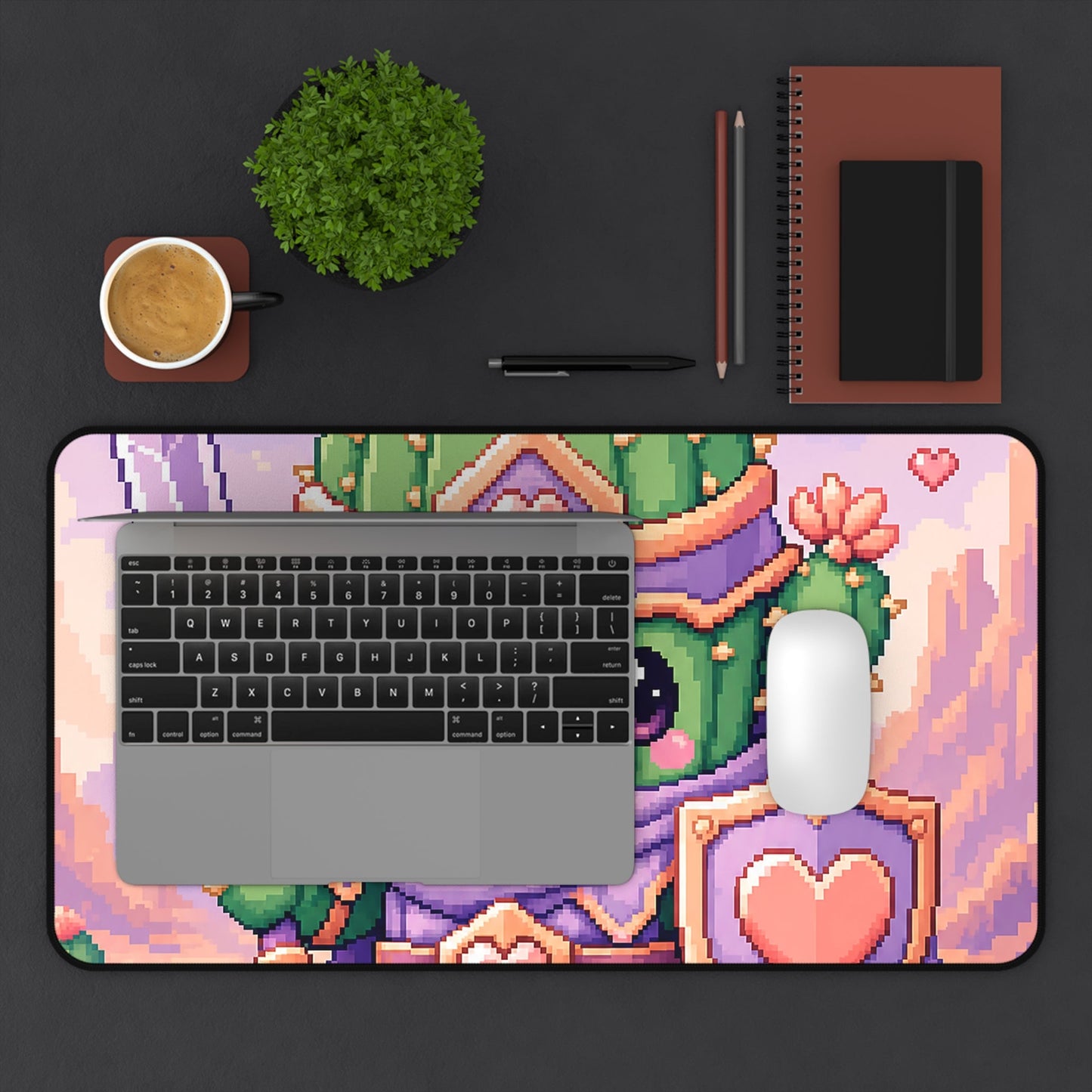 Pixel Art Cute Cactus Warrior - Kawaii Gaming Gaming Desk Mat - Moikas