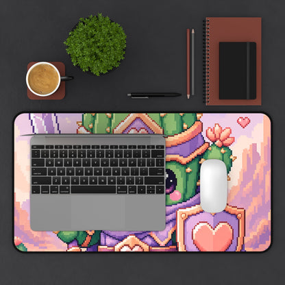 Pixel Art Cute Cactus Warrior - Kawaii Gaming Gaming Desk Mat - Moikas