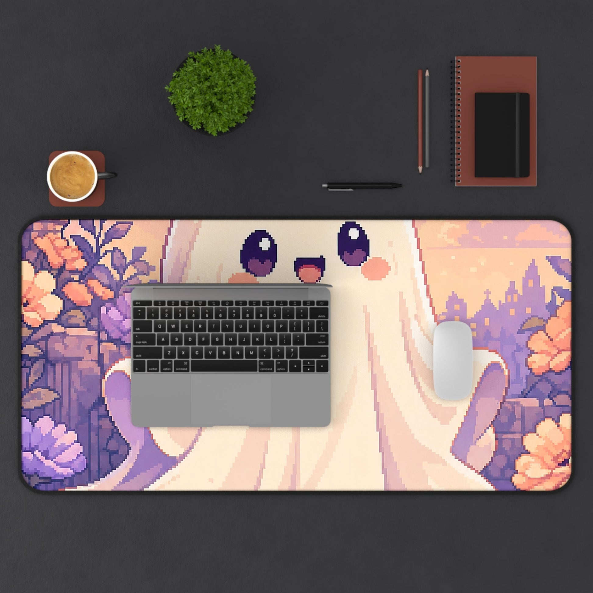 Pixel Art Cute Ghost Sheet - Kawaii Gaming Gaming Desk Mat - Moikas