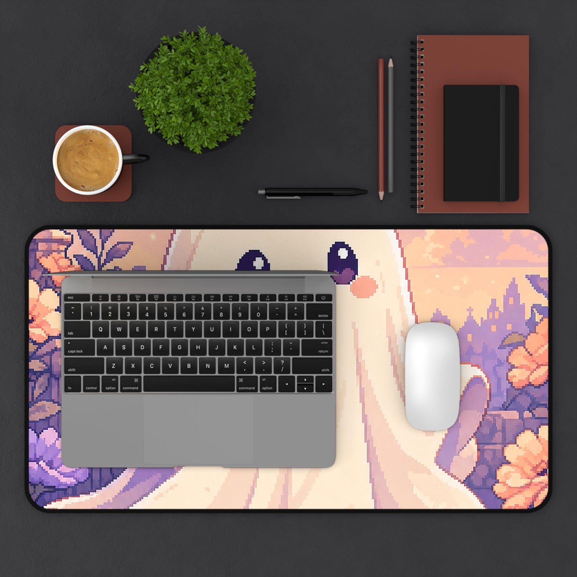 Pixel Art Cute Ghost Sheet - Kawaii Gaming Gaming Desk Mat - Moikas