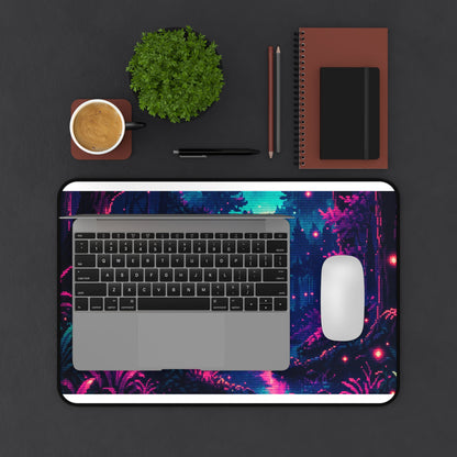 Pixel Art Forest With Fireflies - Gaming Culture Gaming Desk Mat - Moikas