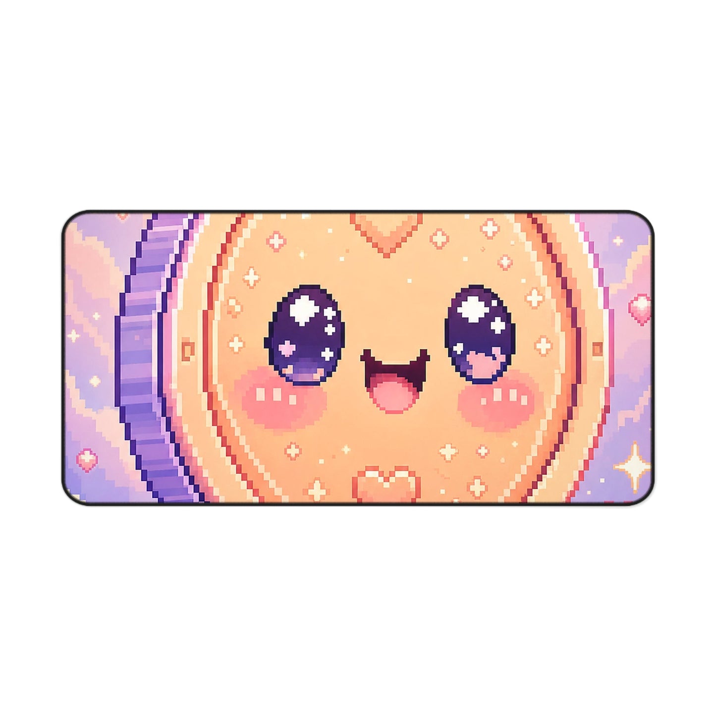 Pixel Coin With Smile - Kawaii Gaming Gaming Desk Mat - Moikas