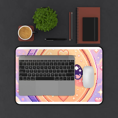 Pixel Coin With Smile - Kawaii Gaming Gaming Desk Mat - Moikas