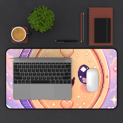 Pixel Coin With Smile - Kawaii Gaming Gaming Desk Mat - Moikas