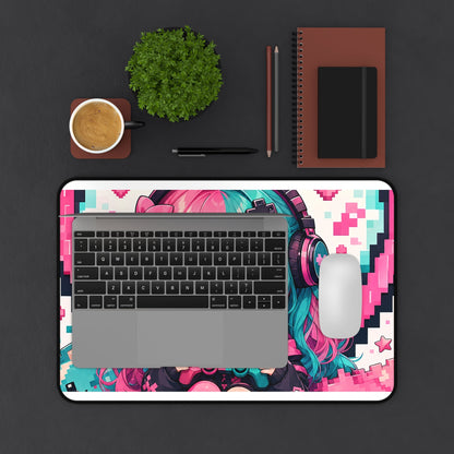 Pixel Heart With Game Controller - Kawaii Gaming Gaming Desk Mat - Moikas