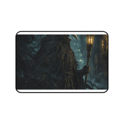 Plague Doctor In Foggy Alley - Dark Fantasy Gaming Desk Mat - Moikas