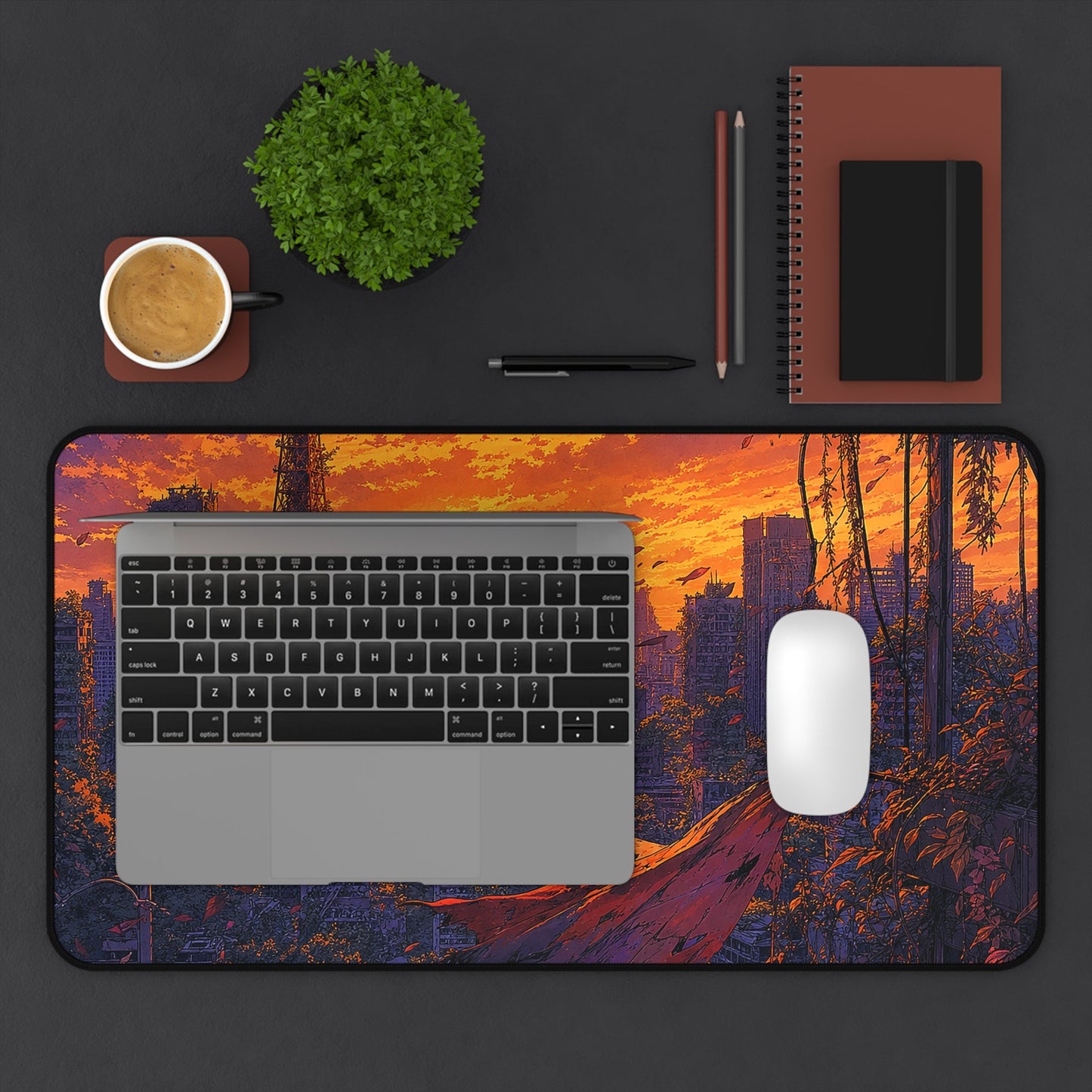 Post-Apocalyptic Tokyo Overgrown - Anime Manga Gaming Desk Mat - Moikas