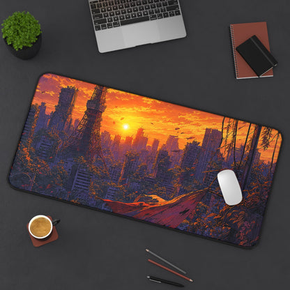 Post-Apocalyptic Tokyo Overgrown - Anime Manga Gaming Desk Mat - Moikas