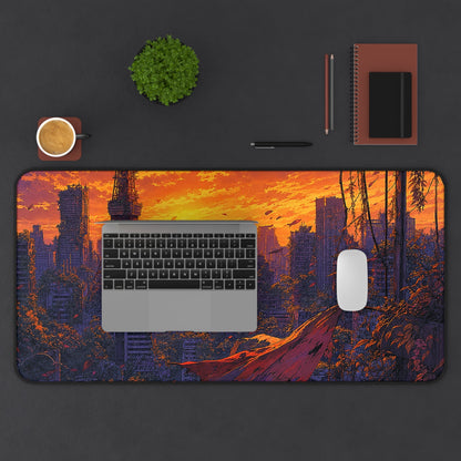 Post-Apocalyptic Tokyo Overgrown - Anime Manga Gaming Desk Mat - Moikas