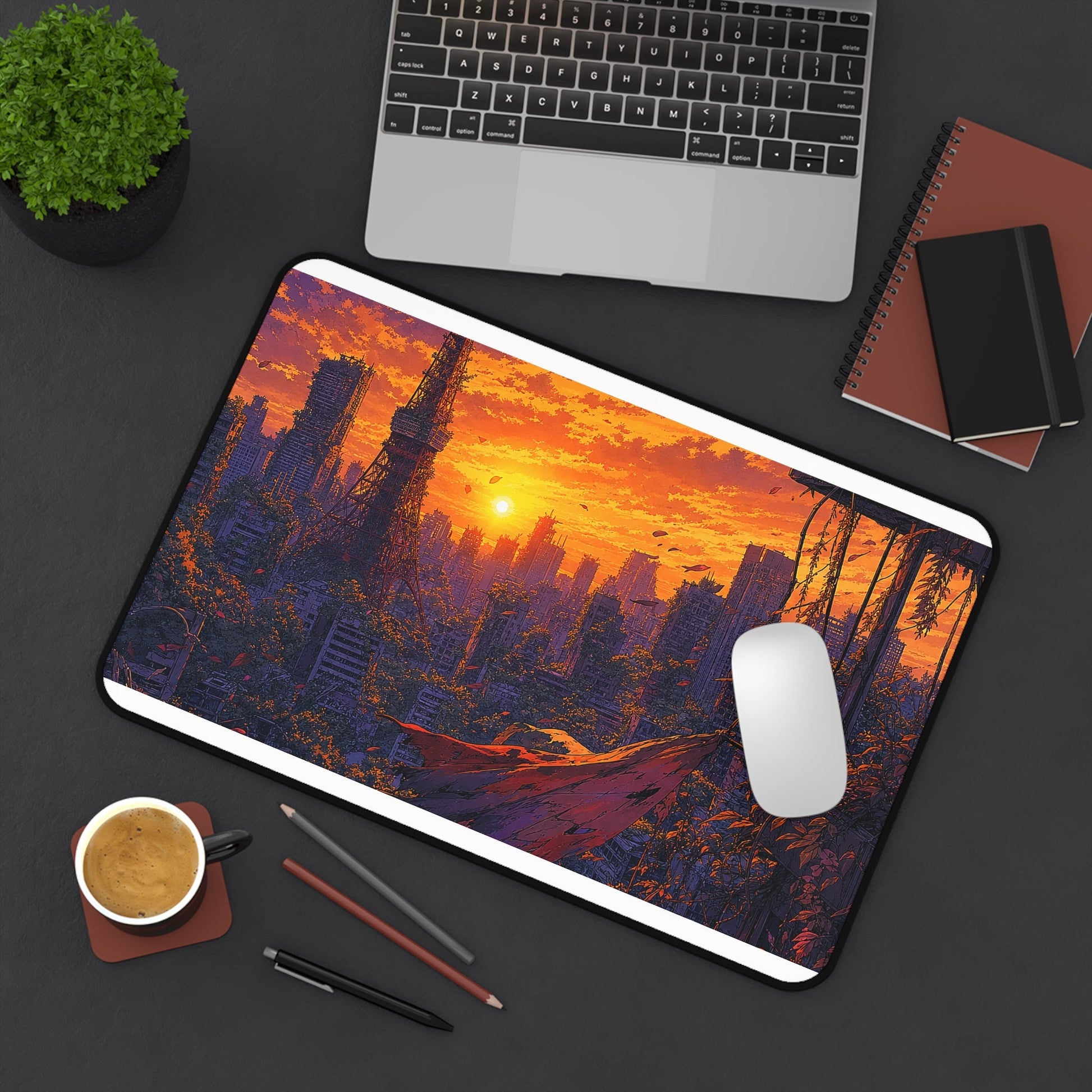 Post-Apocalyptic Tokyo Overgrown - Anime Manga Gaming Desk Mat - Moikas