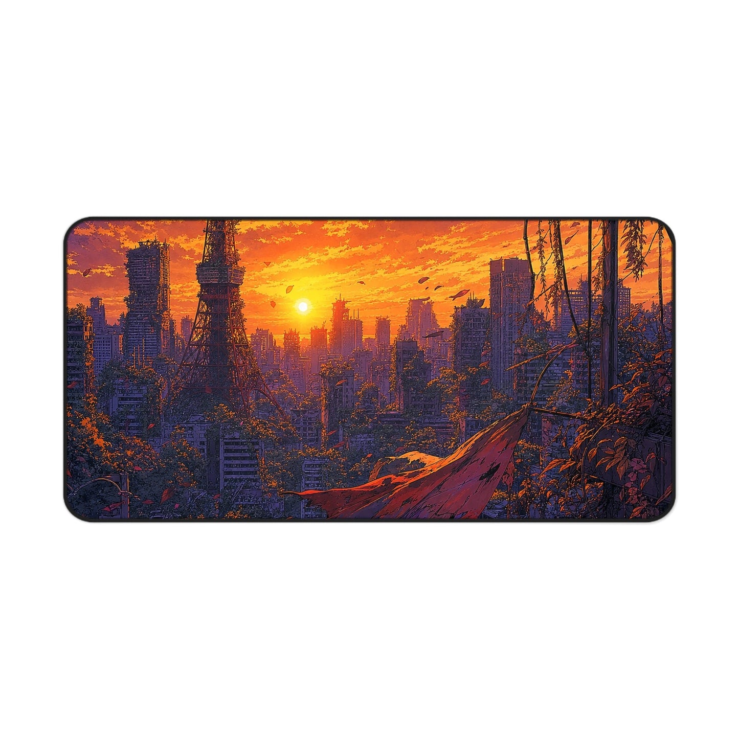 Post-Apocalyptic Tokyo Overgrown - Anime Manga Gaming Desk Mat - Moikas