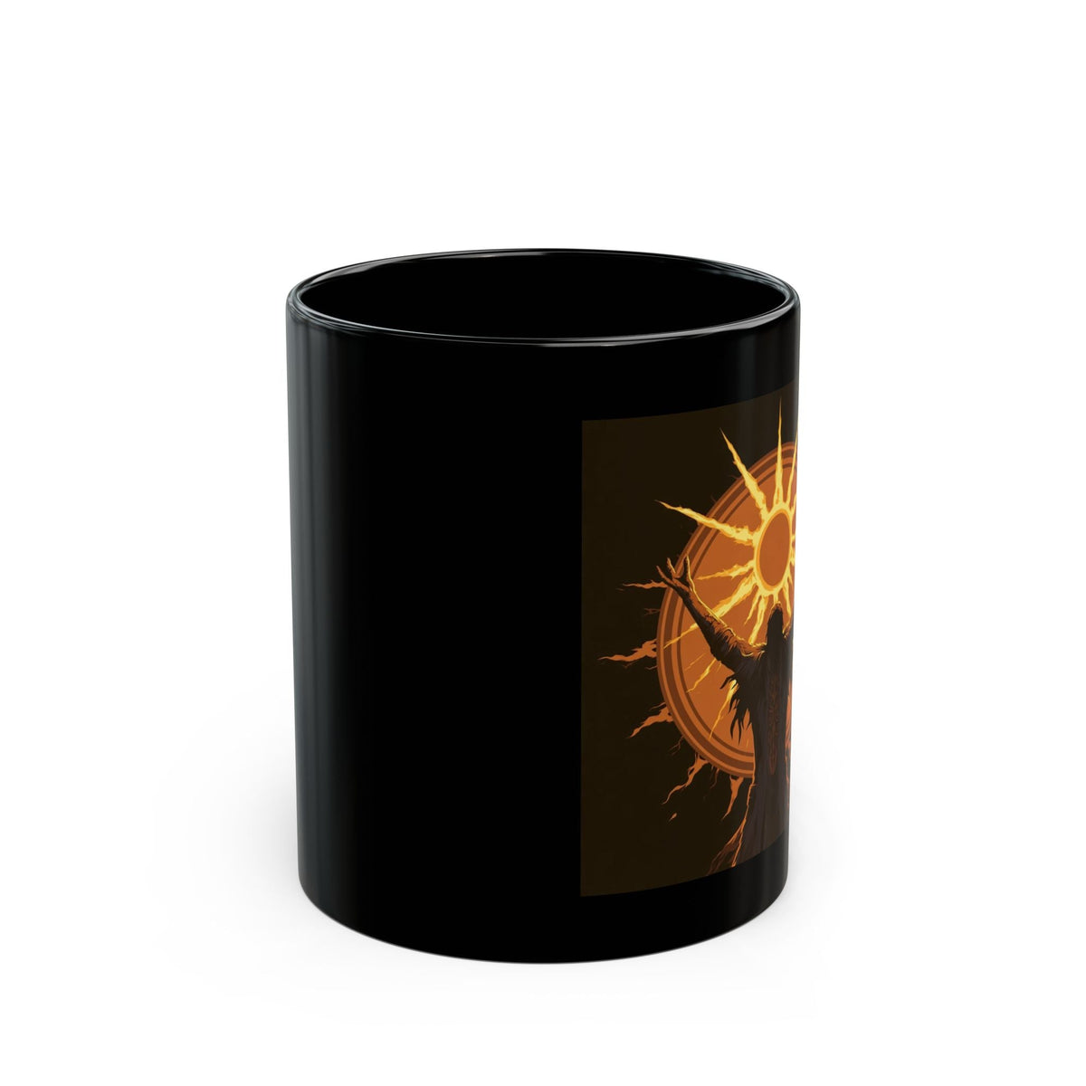 Praise The Sun Gaming Mug - Dark Souls Inspired, Black Ceramic 11oz - Moikas