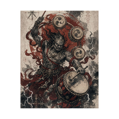 Raijin Thunder God With Drums - Japanese Mythology Art Print (Matte Poster) - Moikas