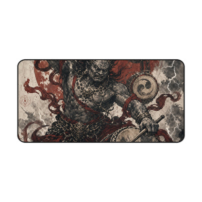 Raijin Thunder God With Drums - Japanese Mythology Gaming Desk Mat - Moikas