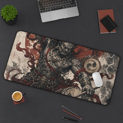 Raijin Thunder God With Drums - Japanese Mythology Gaming Desk Mat - Moikas