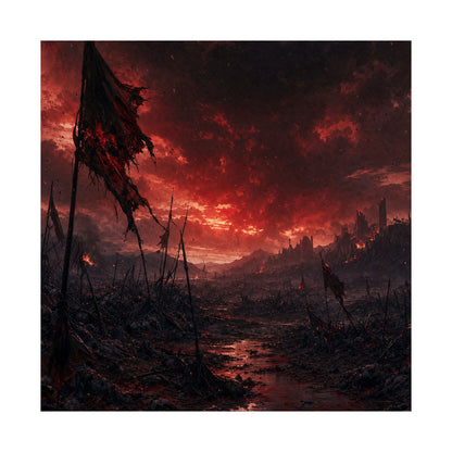 Ravaged Battlefield Under Storm Clouds - Dark Fantasy Art Print (Matte Poster) - Moikas