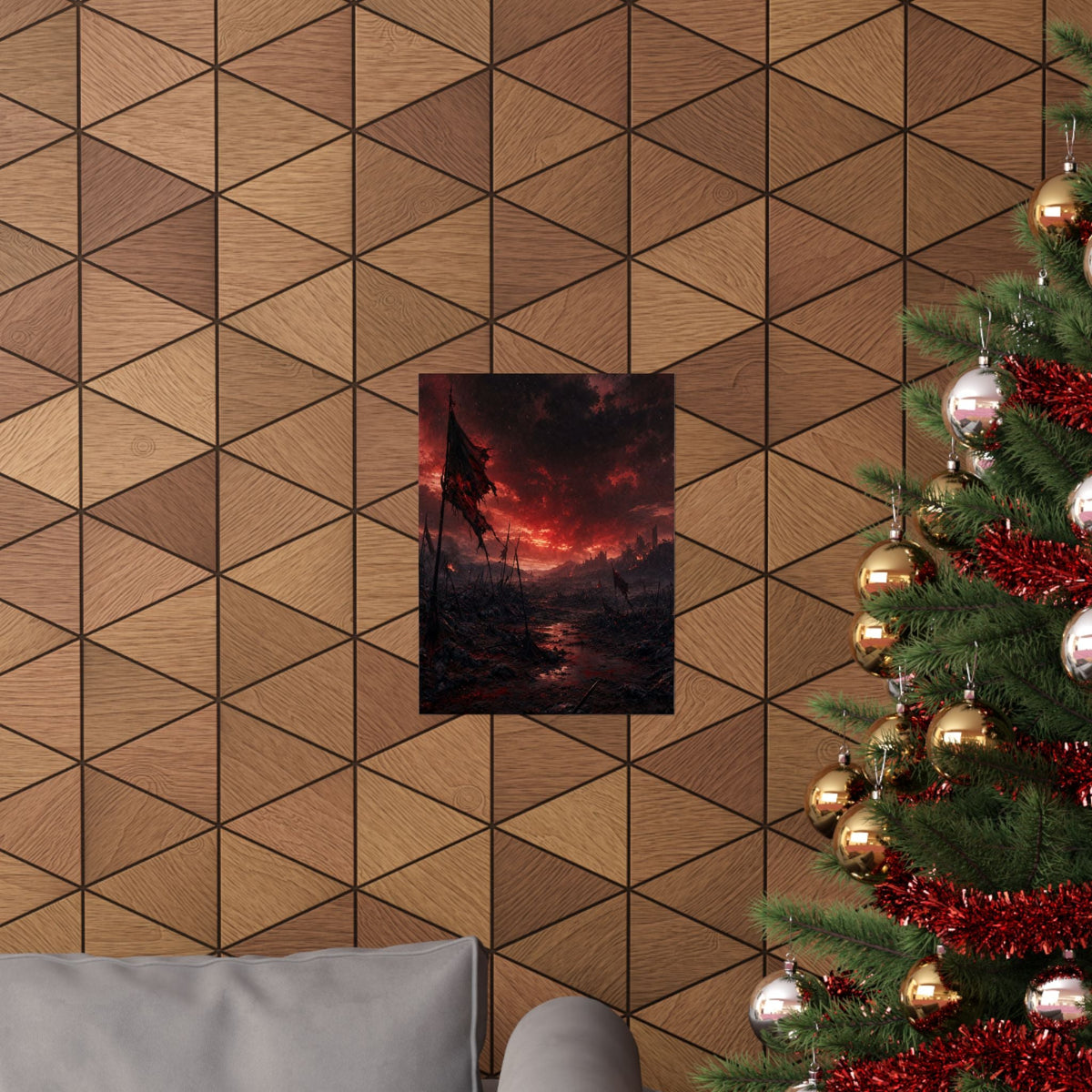 Ravaged Battlefield Under Storm Clouds - Dark Fantasy Art Print (Matte Poster) - Moikas