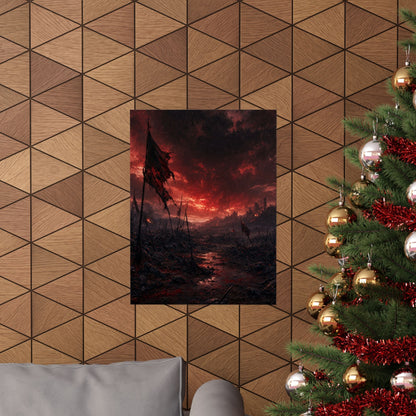 Ravaged Battlefield Under Storm Clouds - Dark Fantasy Art Print (Matte Poster) - Moikas