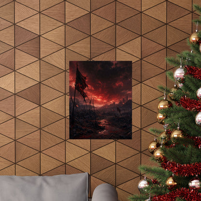 Ravaged Battlefield Under Storm Clouds - Dark Fantasy Art Print (Matte Poster) - Moikas