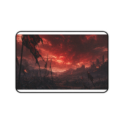 Ravaged Battlefield Under Storm Clouds - Dark Fantasy Gaming Desk Mat - Moikas