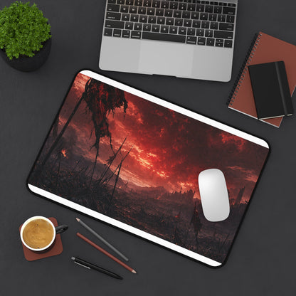 Ravaged Battlefield Under Storm Clouds - Dark Fantasy Gaming Desk Mat - Moikas