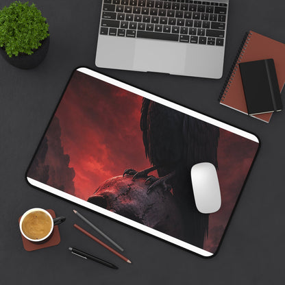Raven Perched On Skull - Dark Fantasy Gaming Desk Mat - Moikas