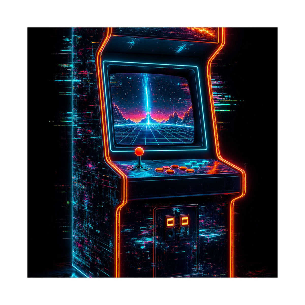 Retro Arcade Cabinet Glowing In The Dark - Gaming Culture Art Print (Matte Poster) - Moikas
