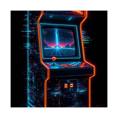 Retro Arcade Cabinet Glowing In The Dark - Gaming Culture Art Print (Matte Poster) - Moikas