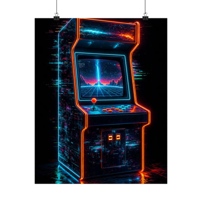 Retro Arcade Cabinet Glowing In The Dark - Gaming Culture Art Print (Matte Poster) - Moikas