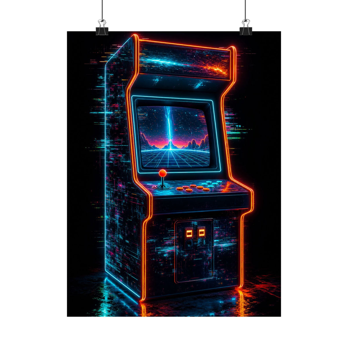 Retro Arcade Cabinet Glowing In The Dark - Gaming Culture Art Print (Matte Poster) - Moikas