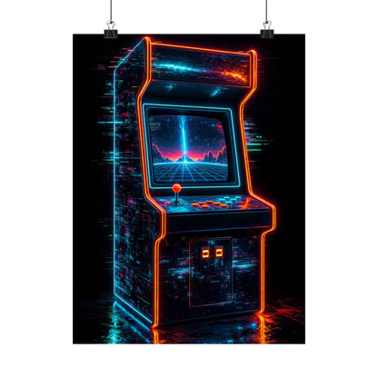 Retro Arcade Cabinet Glowing In The Dark - Gaming Culture Art Print (Matte Poster) - Moikas