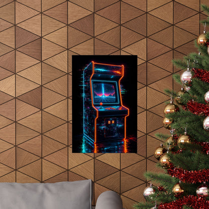 Retro Arcade Cabinet Glowing In The Dark - Gaming Culture Art Print (Matte Poster) - Moikas