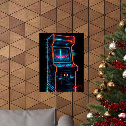 Retro Arcade Cabinet Glowing In The Dark - Gaming Culture Art Print (Matte Poster) - Moikas