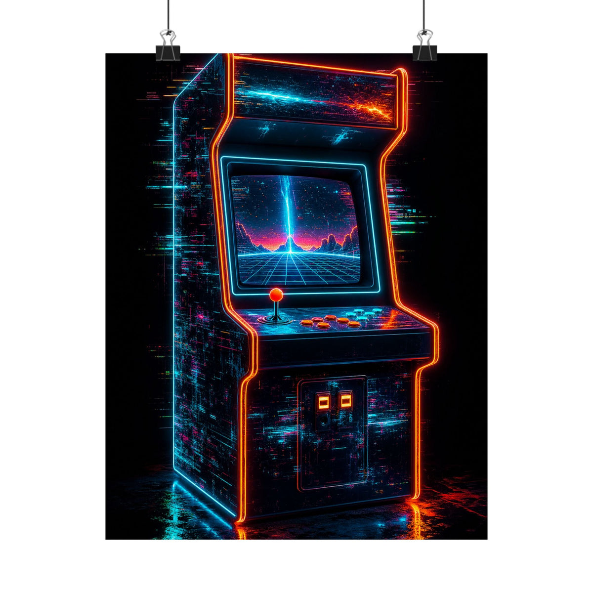 Retro Arcade Cabinet Glowing In The Dark - Gaming Culture Art Print (Matte Poster) - Moikas