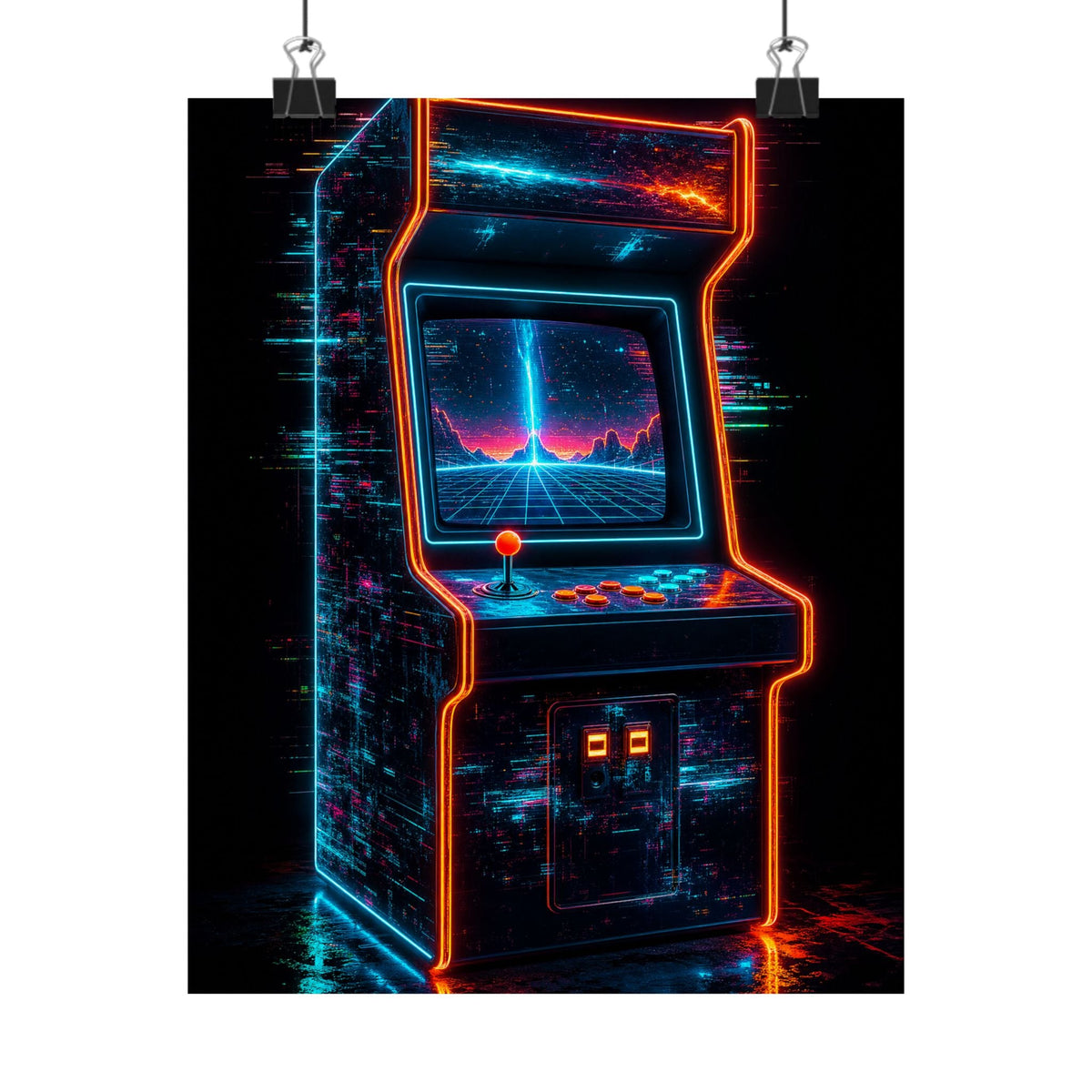 Retro Arcade Cabinet Glowing In The Dark - Gaming Culture Art Print (Matte Poster) - Moikas