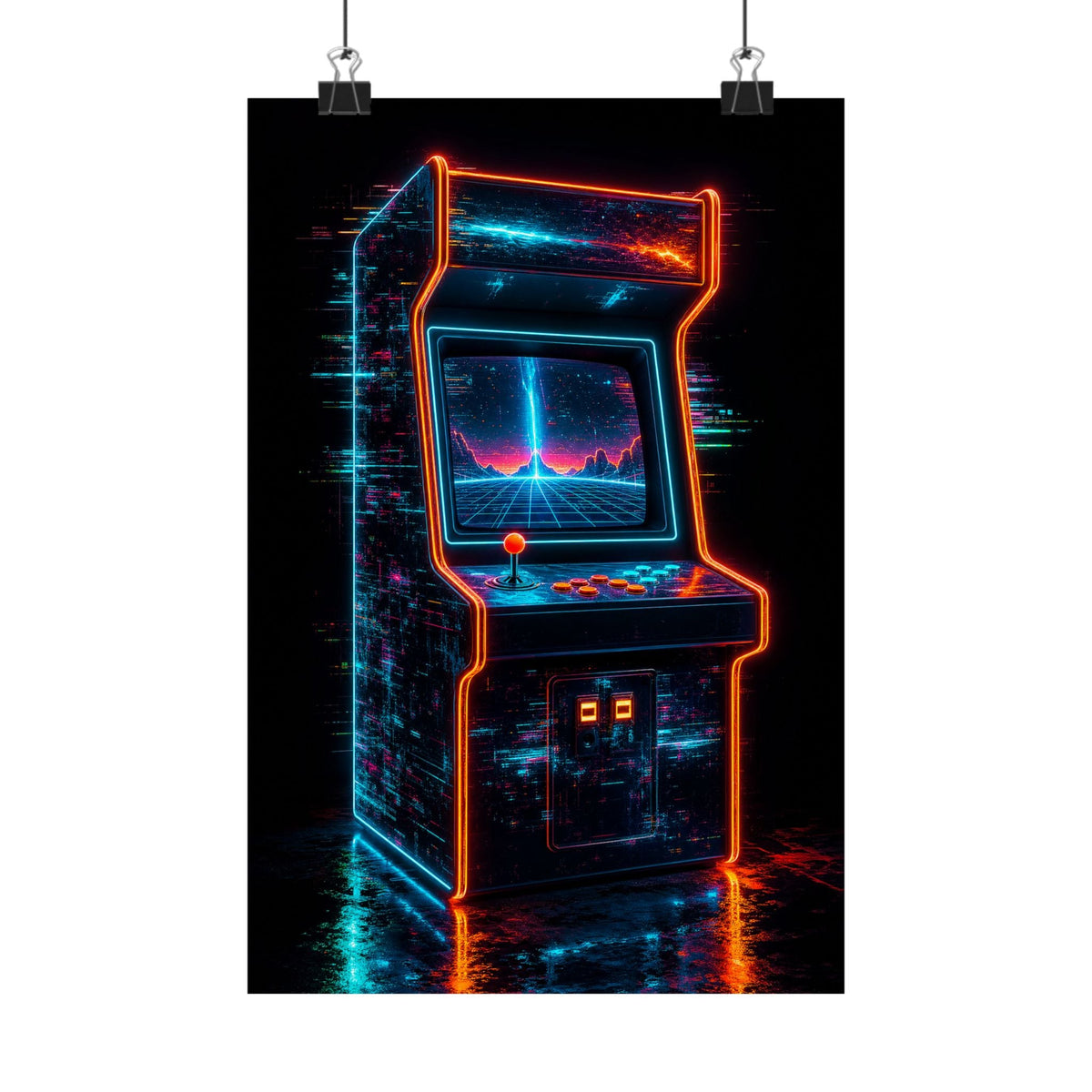 Retro Arcade Cabinet Glowing In The Dark - Gaming Culture Art Print (Matte Poster) - Moikas