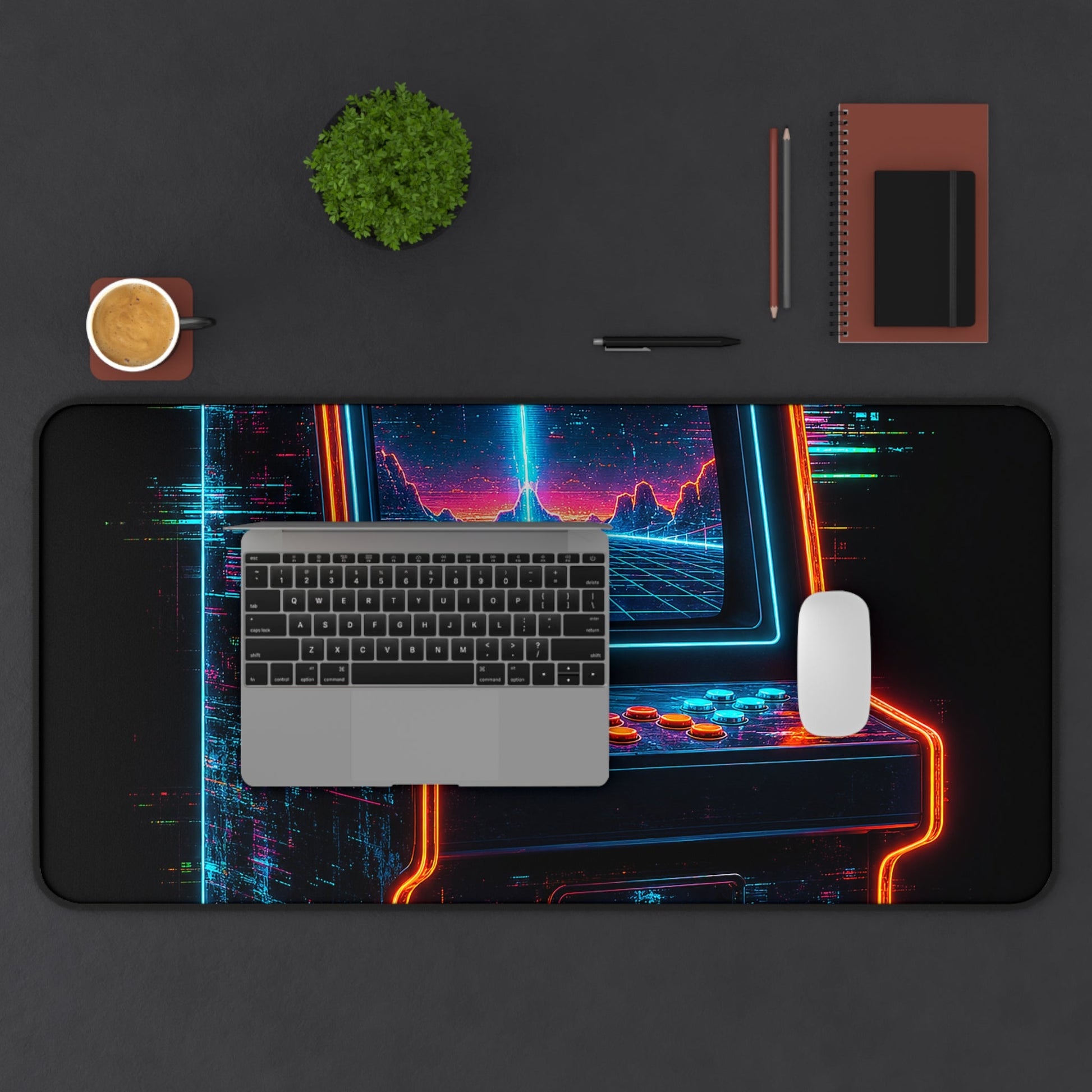 Retro Arcade Cabinet Glowing In The Dark - Gaming Culture Gaming Desk Mat - Moikas