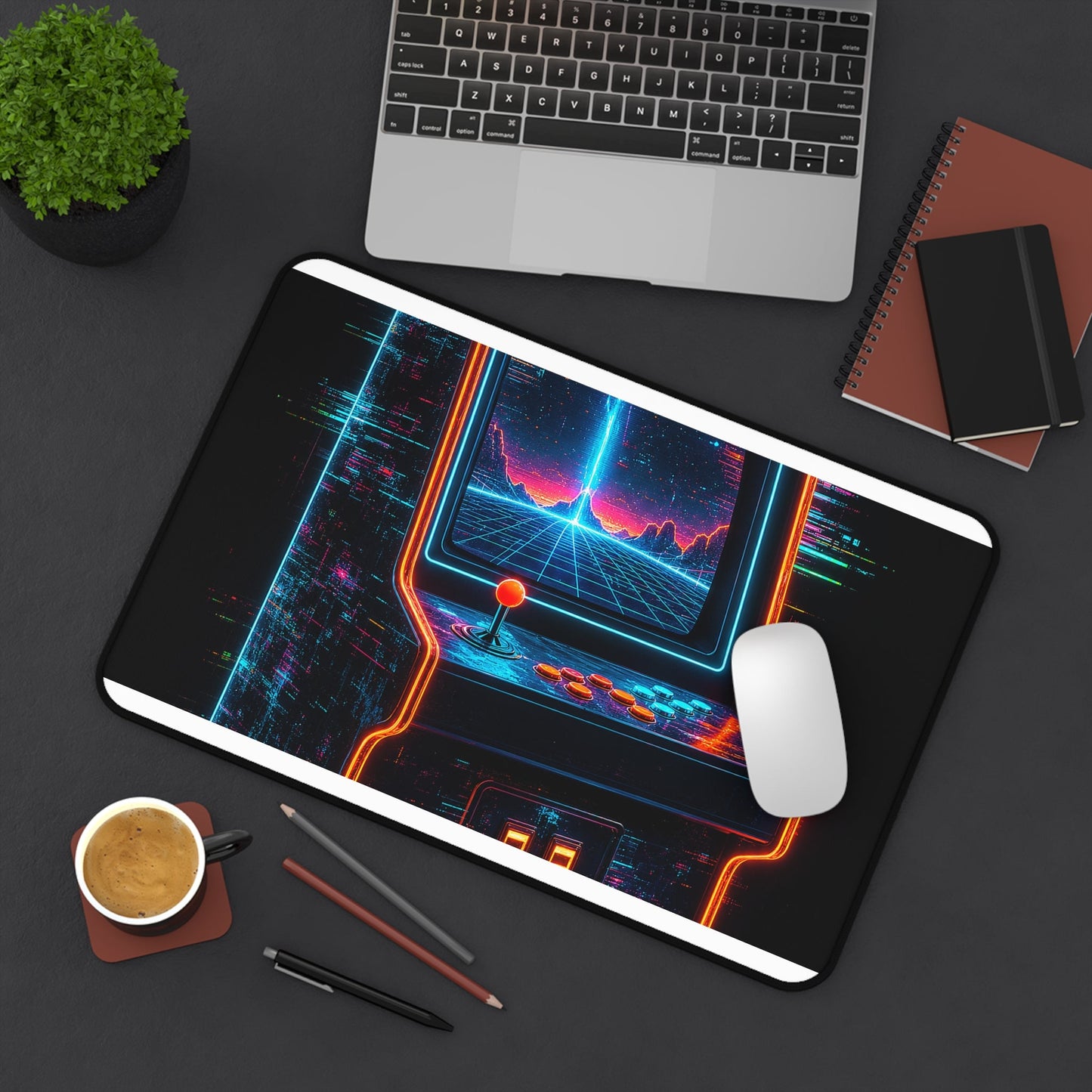 Retro Arcade Cabinet Glowing In The Dark - Gaming Culture Gaming Desk Mat - Moikas