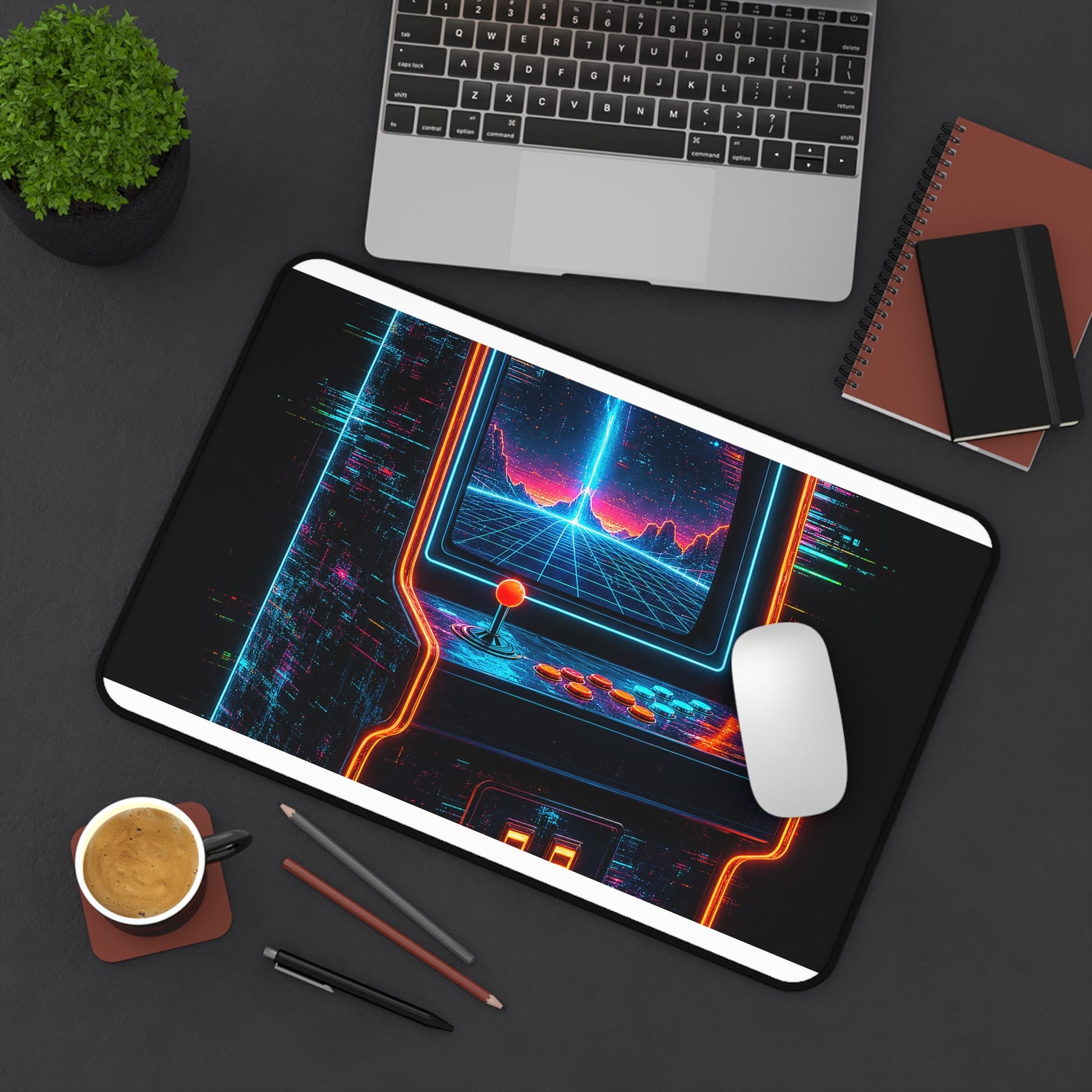 Retro Arcade Cabinet Glowing In The Dark - Gaming Culture Gaming Desk Mat - Moikas